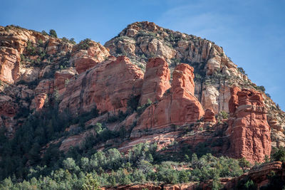 Low angle view of rock formations