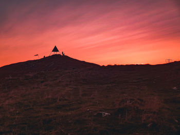 Silhouette of mountain during sunset