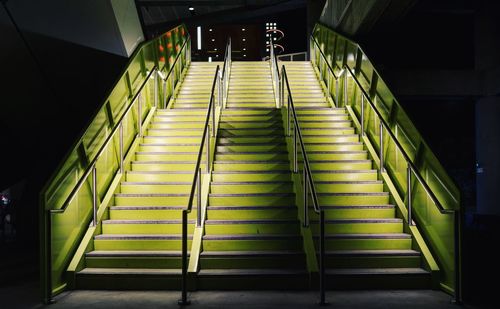 Low angle view of illuminated empty steps