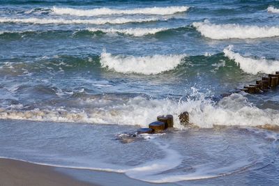 Waves rushing towards shore