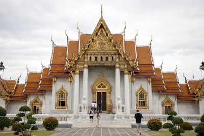 Tourists visiting the marble temple, a major destination in bangkok. 