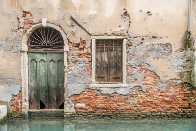 Closed door of old building