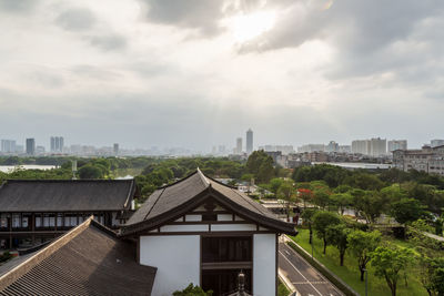 Buildings in city against sky