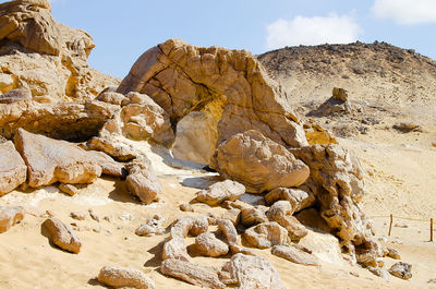 Low angle view of rock formation