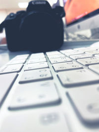 Close-up of computer keyboard on table