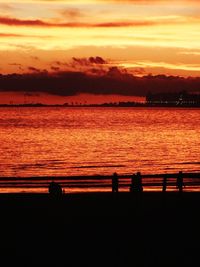 Scenic view of sea against orange sky