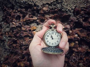 Cropped hand holding pocket watch