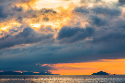 Scenic view of sea against sky during sunset