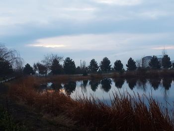 Scenic view of lake against sky