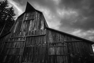 Low angle view of old building against sky