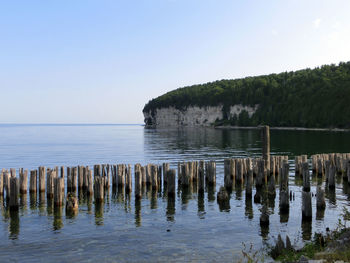 Scenic view of sea against clear sky