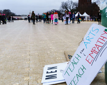 People holding placards during protest