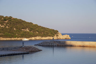 Scenic view of sea against clear sky