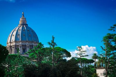 Low angle view of cathedral against clear blue sky