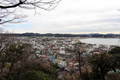 High angle view of townscape against sky