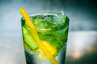 Close-up of beer in glass