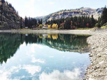 Scenic view of lake against sky