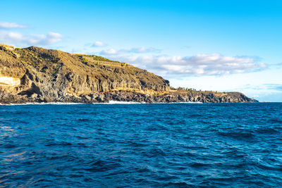 View of the coastline los gigantes from the atlantic ocean intenerife