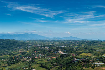 High angle view of townscape against sky