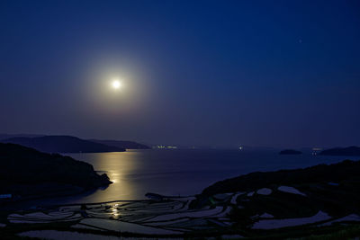 Scenic view of sea against sky at night