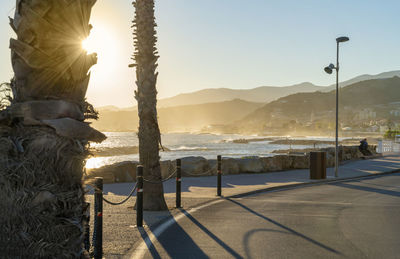 Idyllic seaside impression at evening time around santo stefano al mare