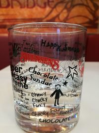 Close-up of glass on table