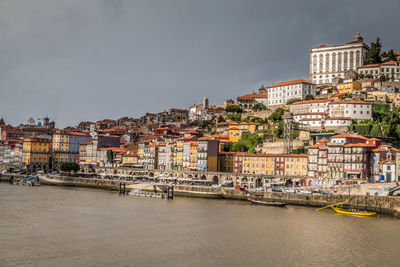 View of cityscape against clear sky