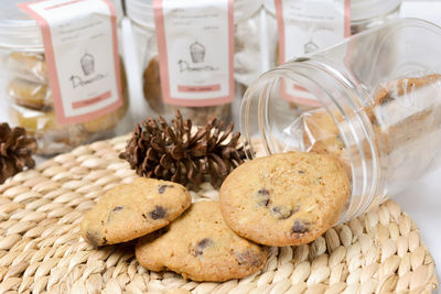 Close-up of cookies in jar