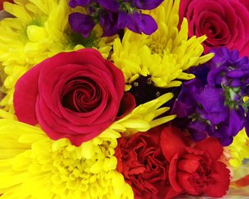 Close-up of multi colored rose bouquet