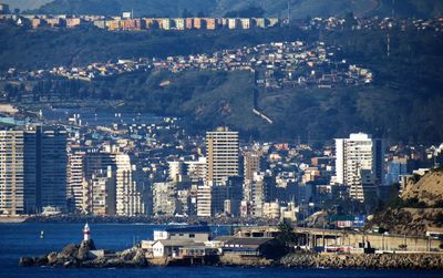 Aerial view of city at waterfront