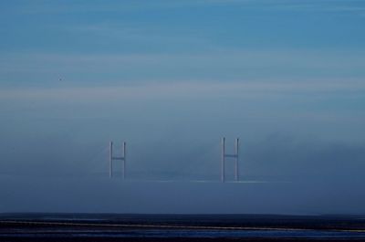 Scenic view of calm sea against blue sky