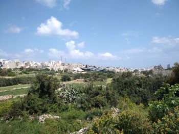 View of townscape against sky