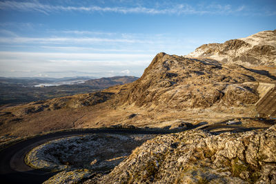 Rock formations on landscape against sky