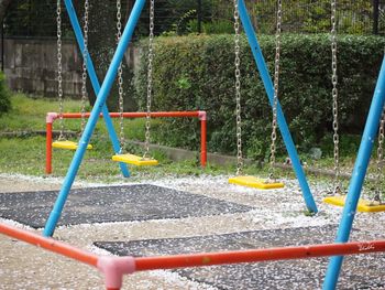 View of swing in park