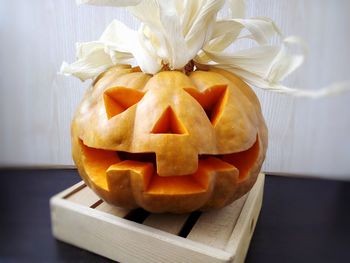 Close-up of pumpkin on table