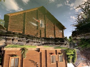 Low angle view of old building against sky