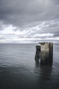 Scenic view of sea against cloudy sky