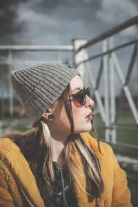 Portrait of woman wearing sunglasses