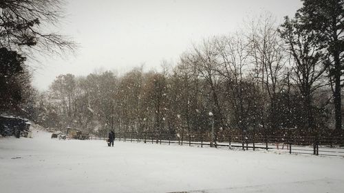 Scenic view of snow covered landscape