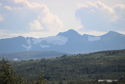 Scenic view of mountains against sky