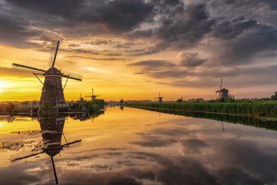 Reflection of sky on water at sunset