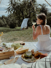 Summer picnic in the garden
