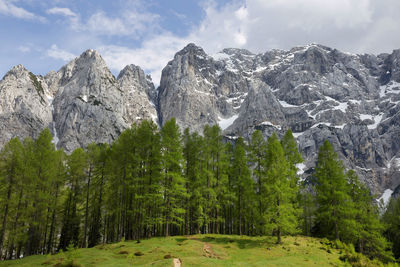 Panoramic view of snowcapped mountains against sky