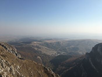 Scenic view of mountains against clear sky