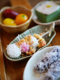 High angle view of food on table