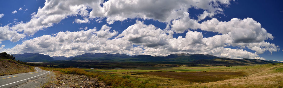 Panoramic view of mountains against sky