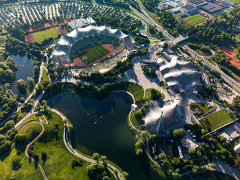 High angle view of city