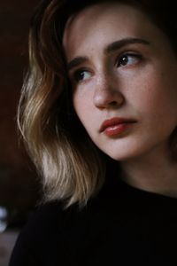 Close-up portrait of a beautiful young woman