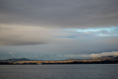 Scenic view of storm clouds over landscape