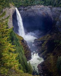 Scenic view of waterfall